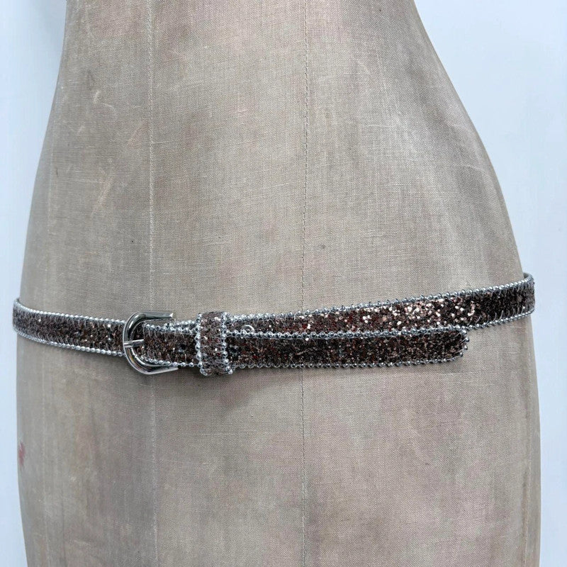 thin silver giltter belt