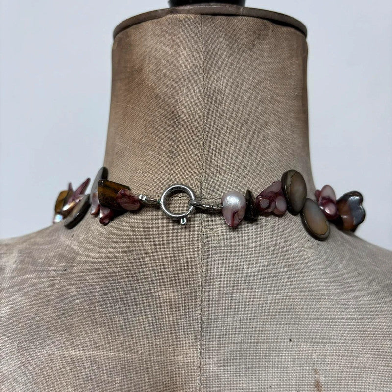 pearl crystal gemstone necklace