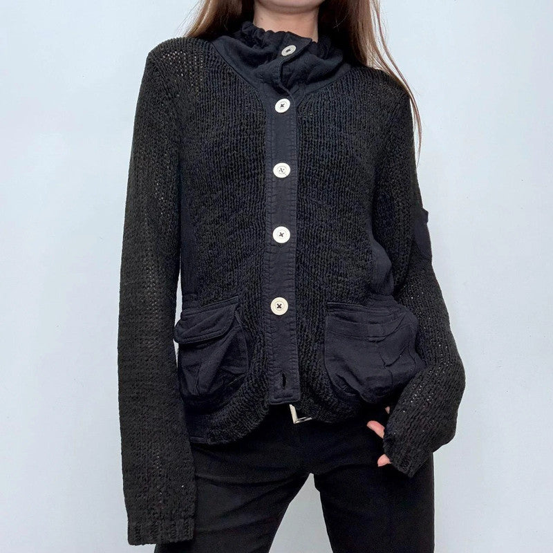 black knit slouchy cardiagn