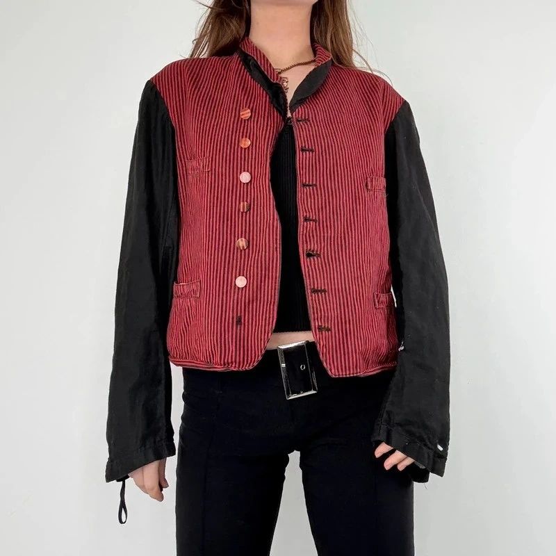 Antique French striped servant chore jacket