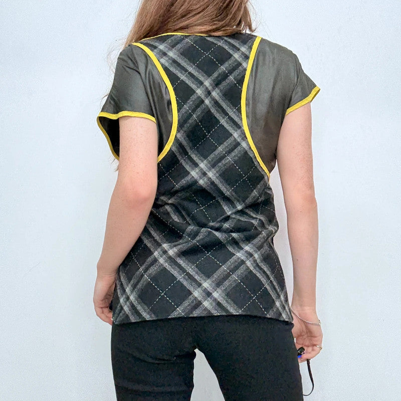tartan layered fitted shirt