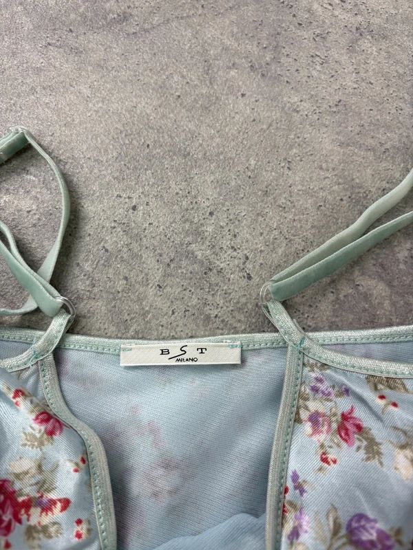 vintage bias cut baby blue floral dress