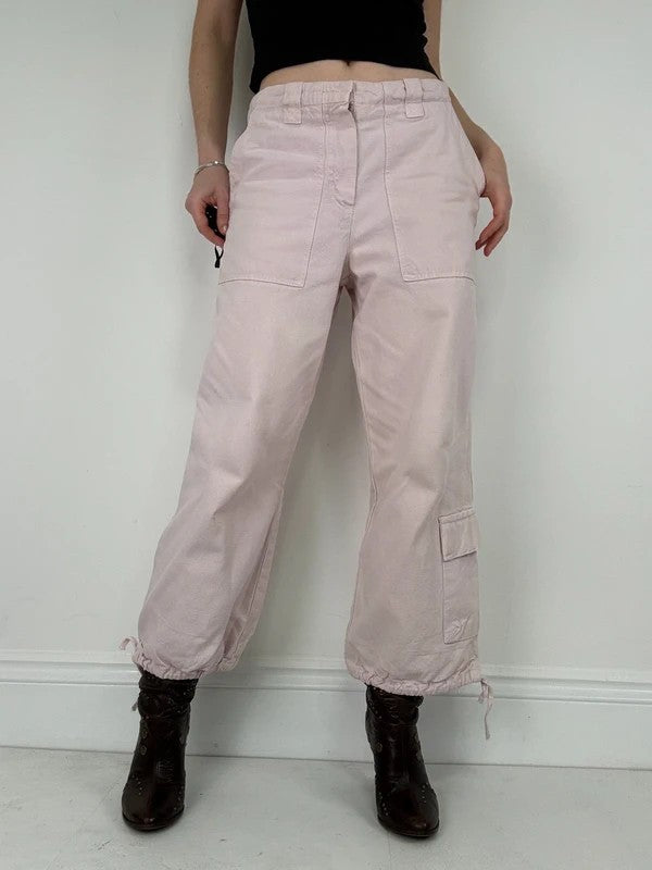 pink wide leg cropped capri pants