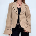 brown flared woven stitch jacket