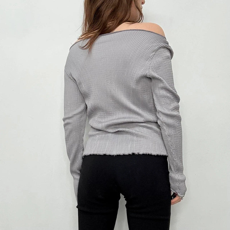 slouchy crinkle wide neck top
