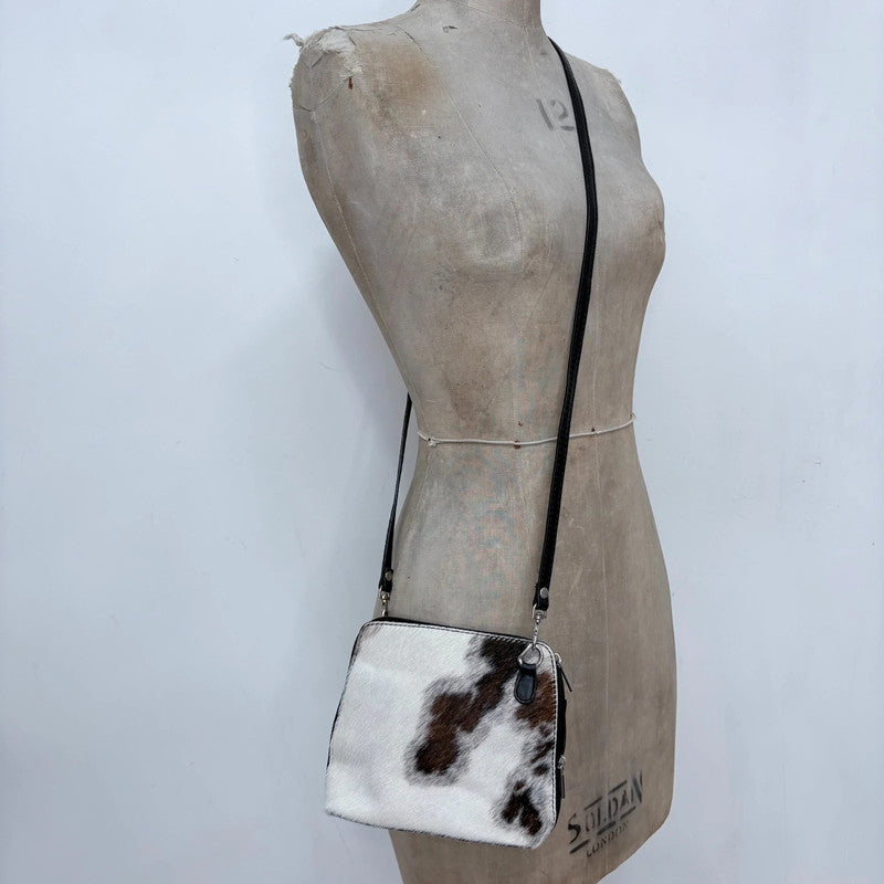 cowhide pony fur crossbody bag