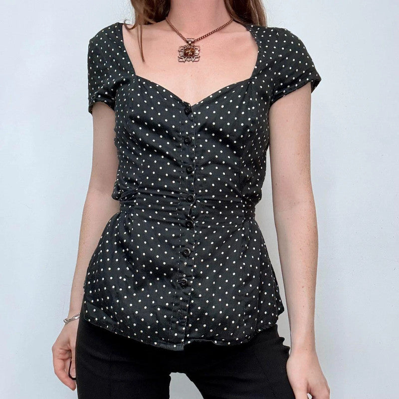 black polkadot mini shirt