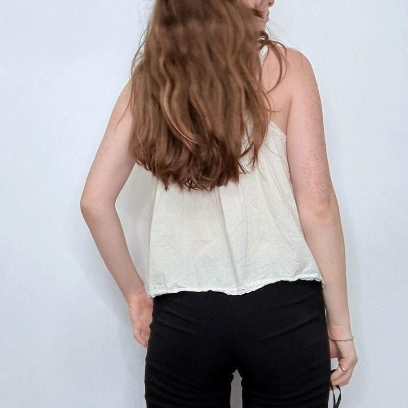 white cotton lace embroidered cami