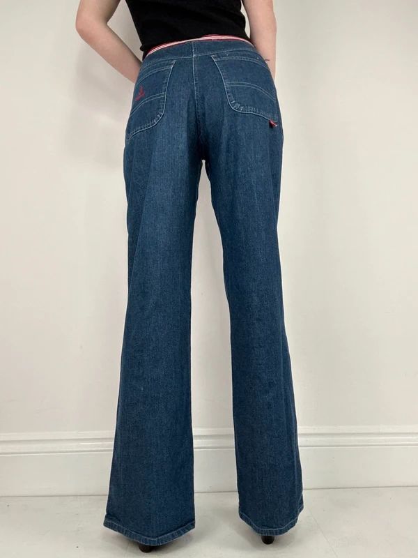 Vintage napoleonic nautical button up denim flares