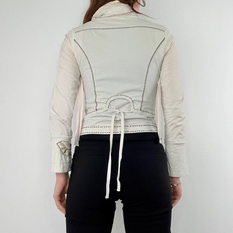 cream utility cropped fitted jacket