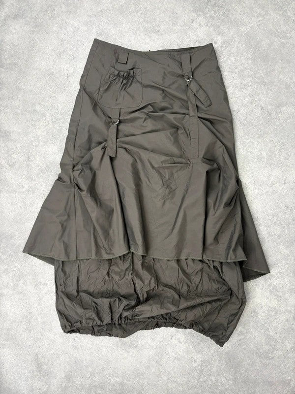 khaki layered tech utility maxi skirt