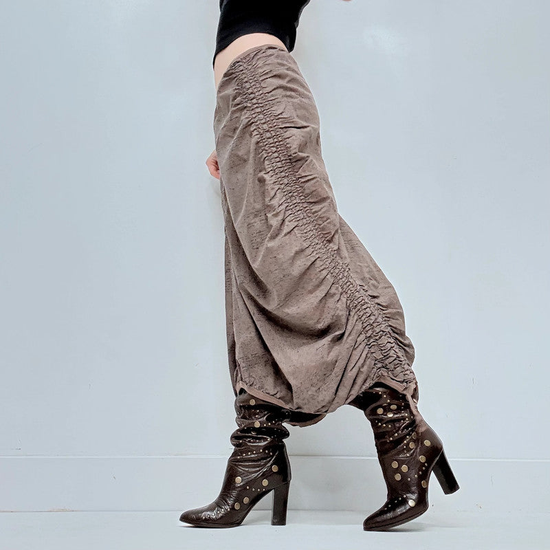 brown cop copine gathered stuctured maxi skirt