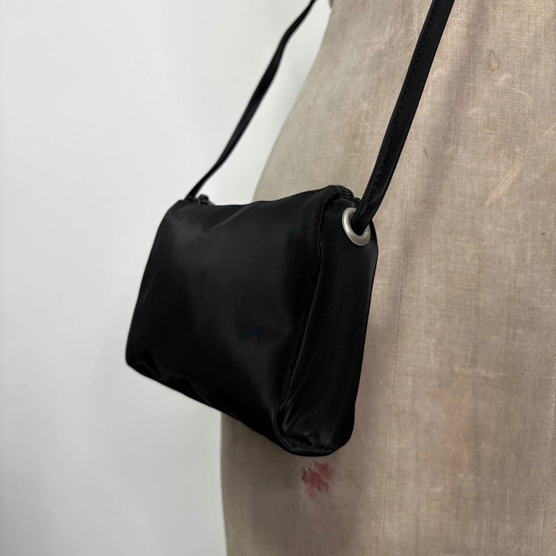 black nylon mini crossbody bag