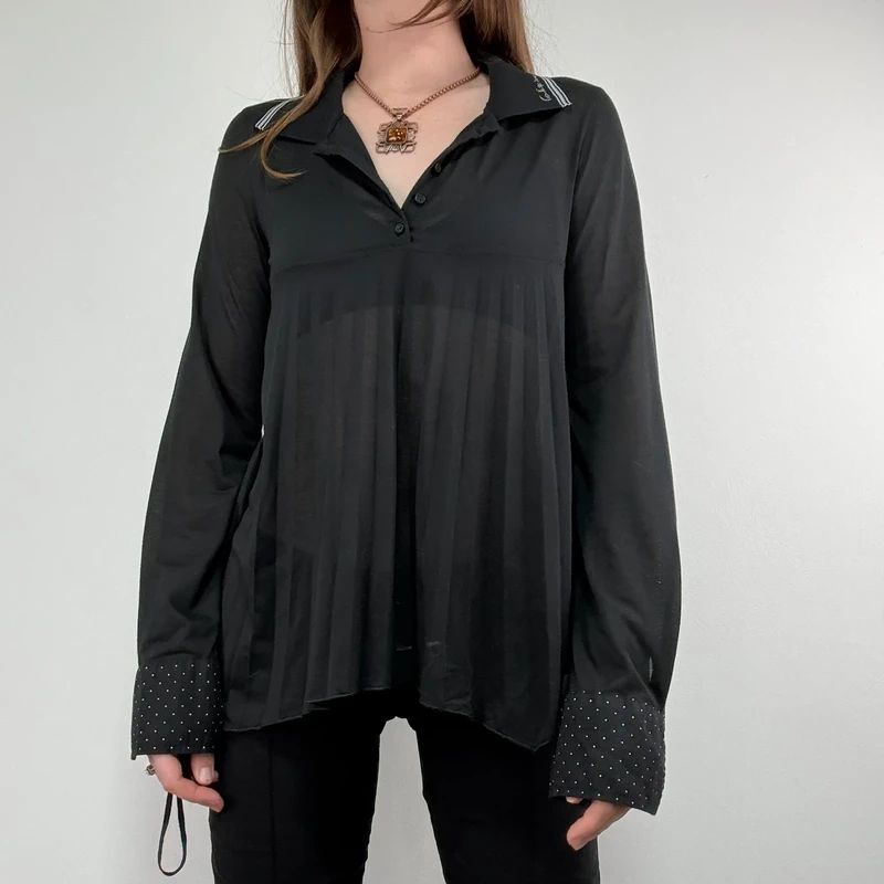 Black Cop Copine pleated flared shirt