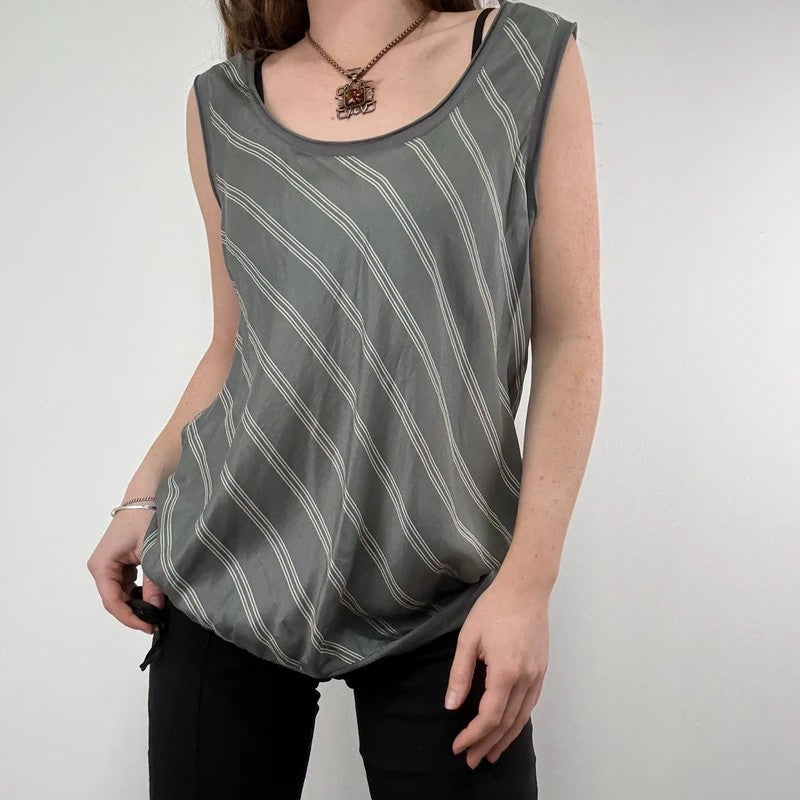 pinstripe silk slouchy grey vest top