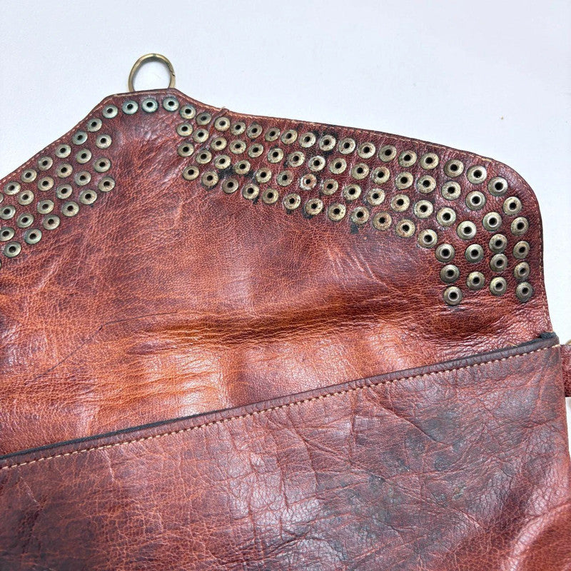 tan leather studded boho bag