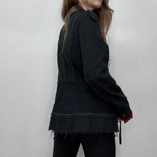 asymmetric archival button grunge blazer