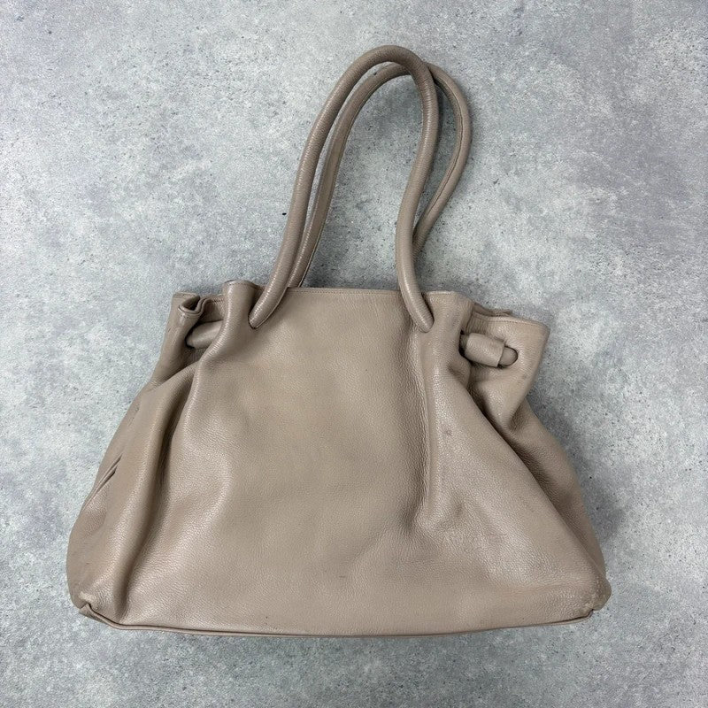 Beige vintage leather chunky handbag