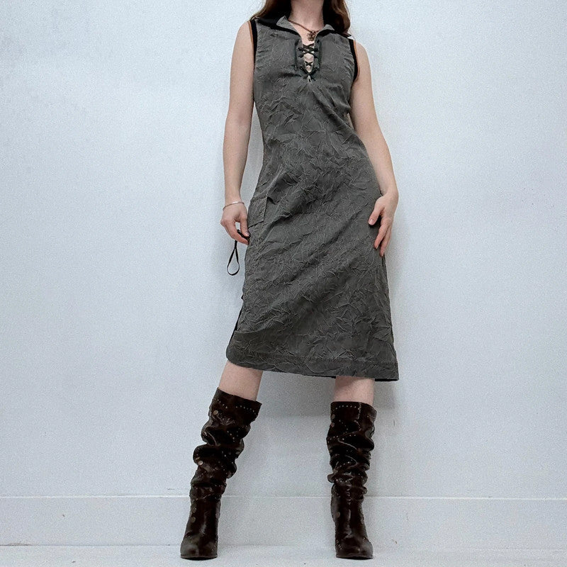 Cop copine distressed crinkle midi dress