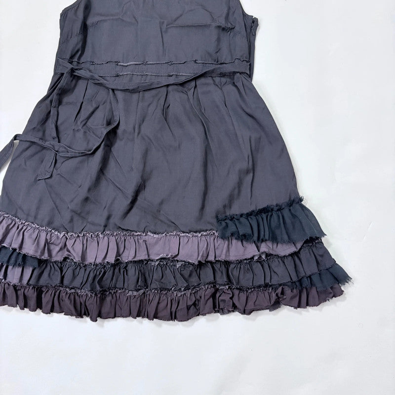 grunge ruffle flared puff midi dress