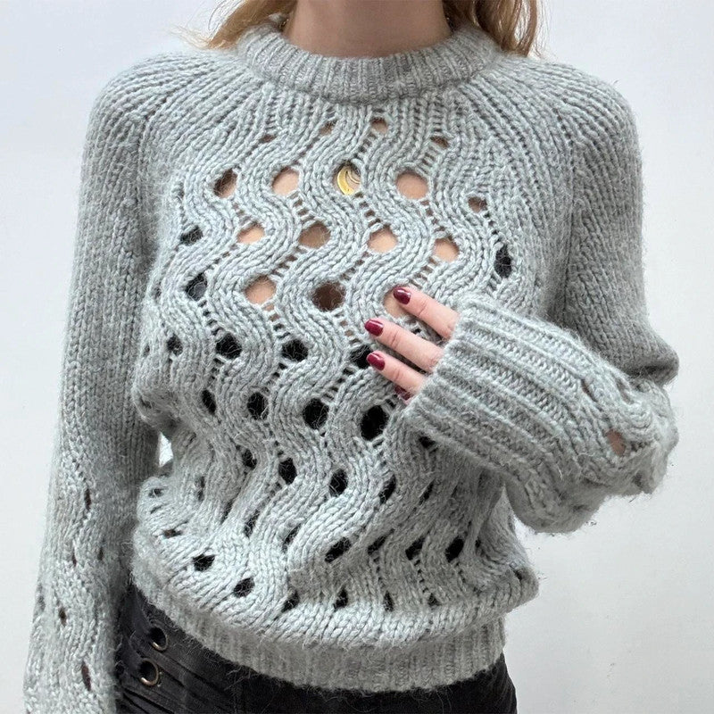Alpaca wool knit sheer jumper