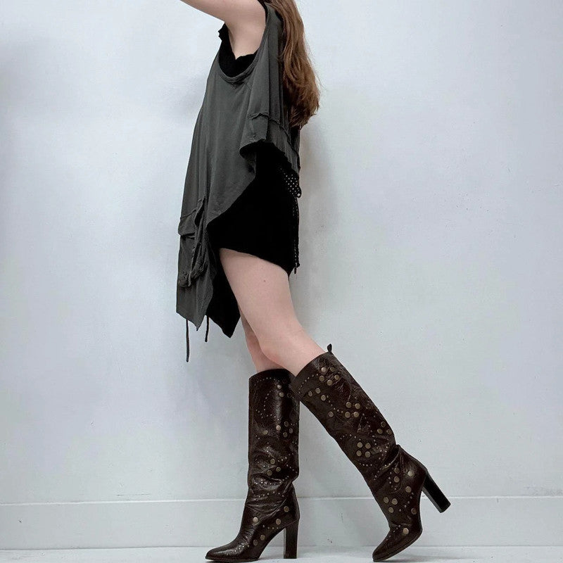 cargo draped grey long vest