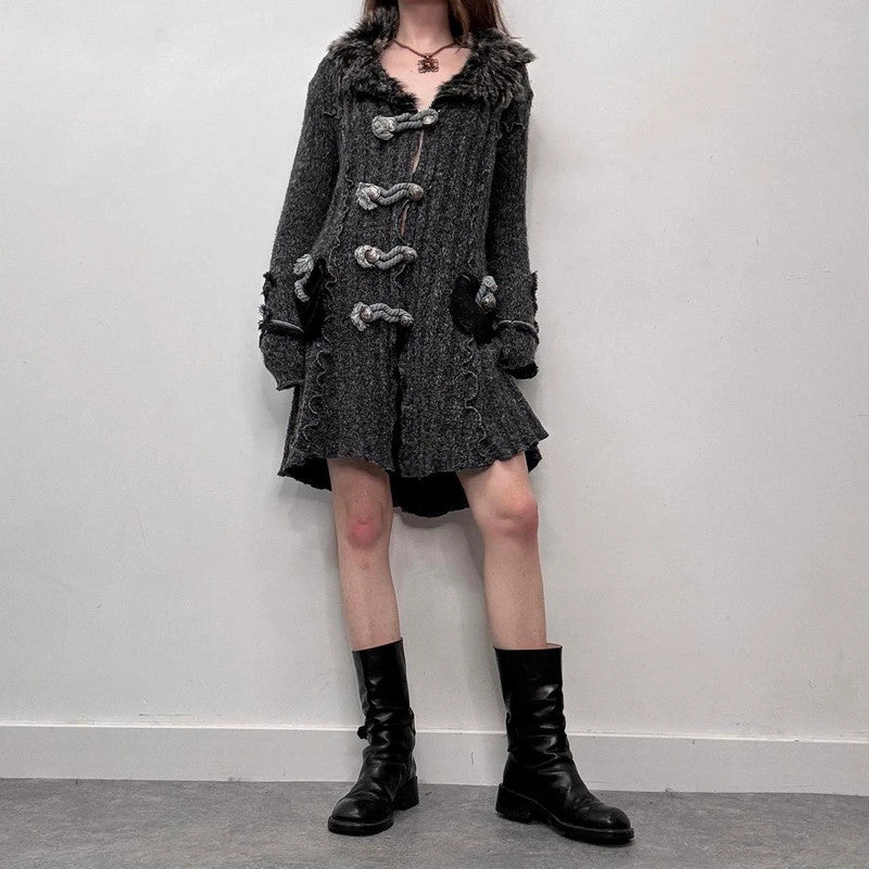 grey knitted grunge fairy cardigan