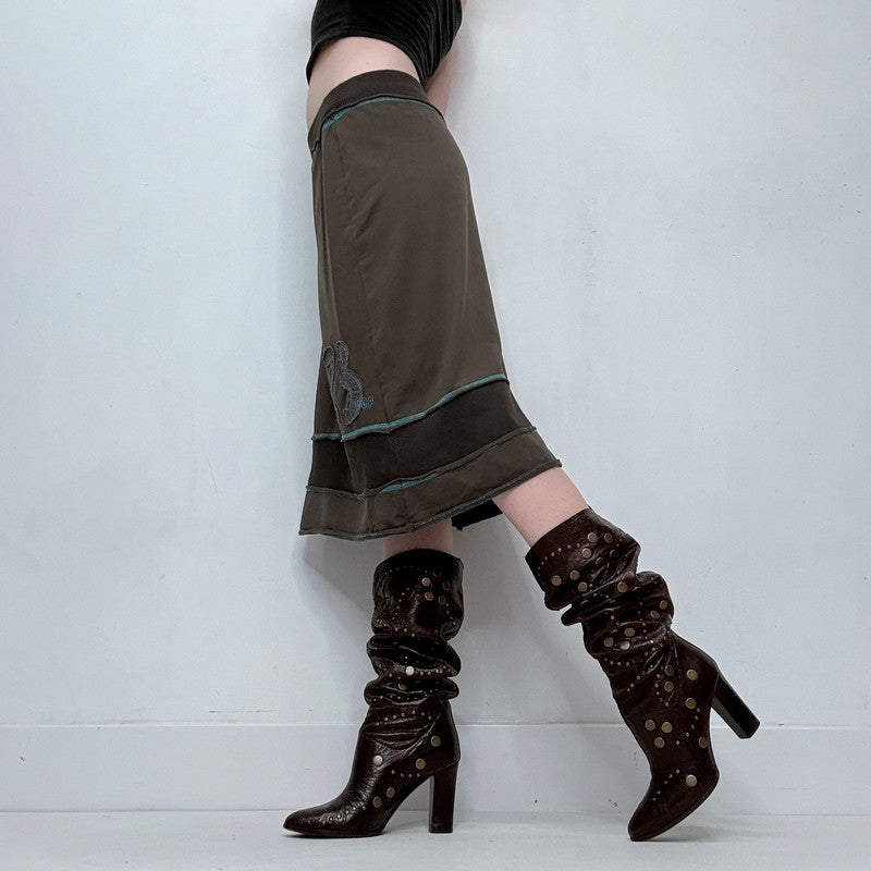 khaki cotton Cop Copine low rise skirt