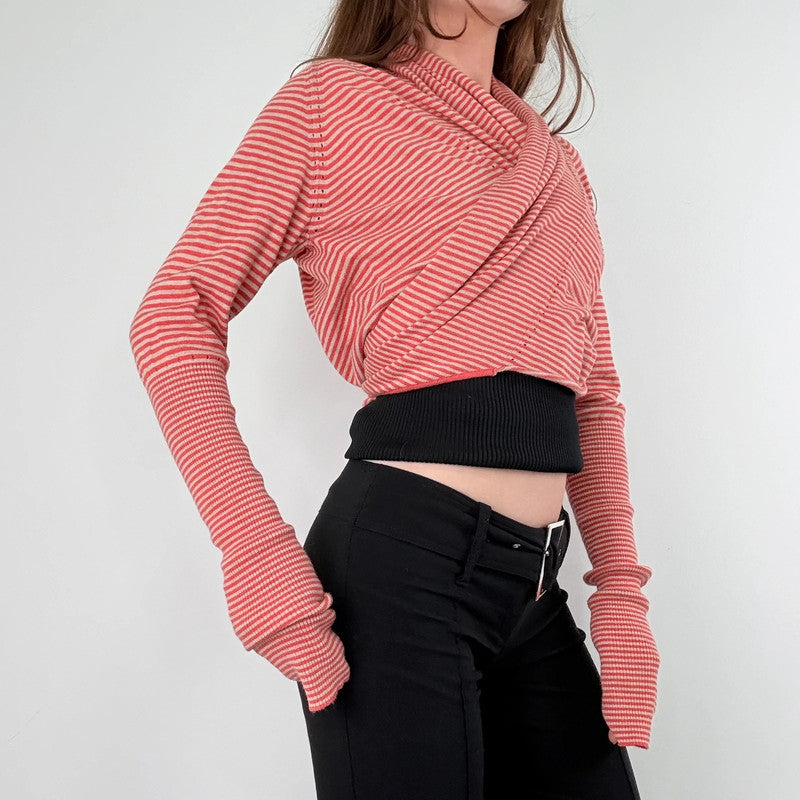 slouchy striped wrap cardigan