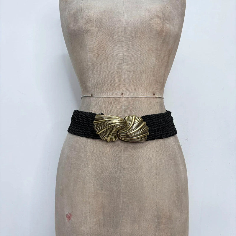 woven chunky gold metal belt