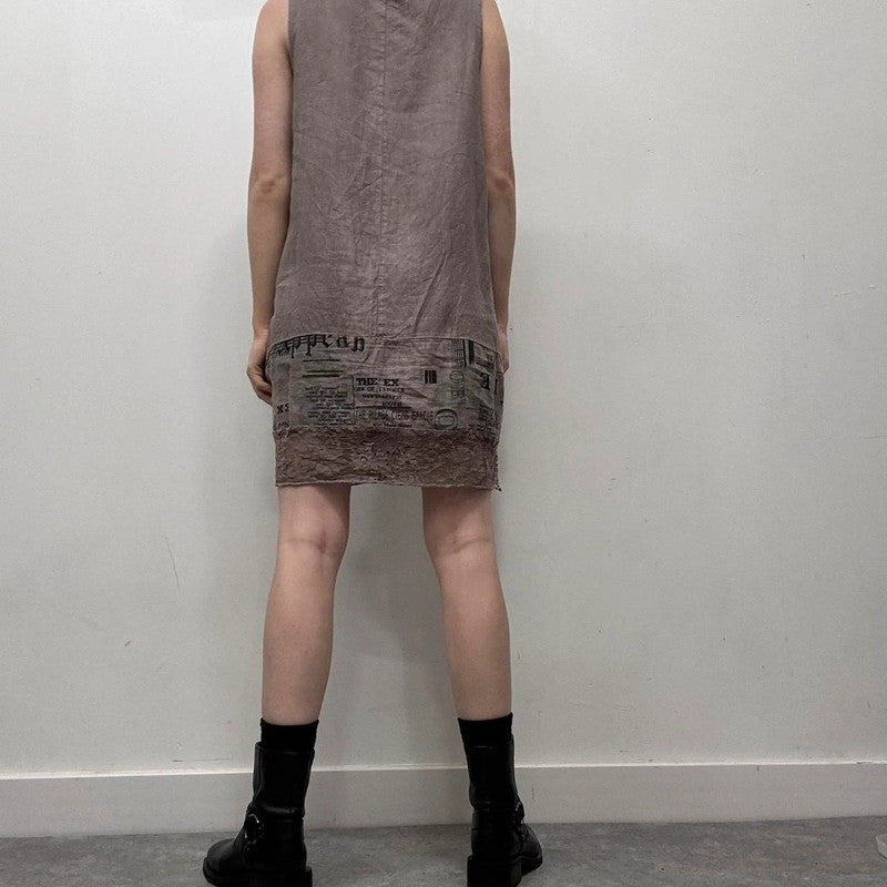 printed linen lace dress