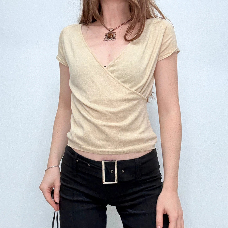 cream cropped cross over jumper