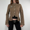 Khaki asymmetric fitted military jacket