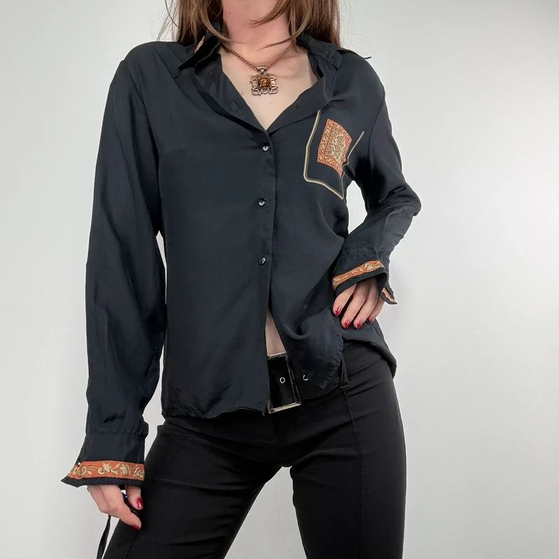 black paisley handkerchief printed shirt