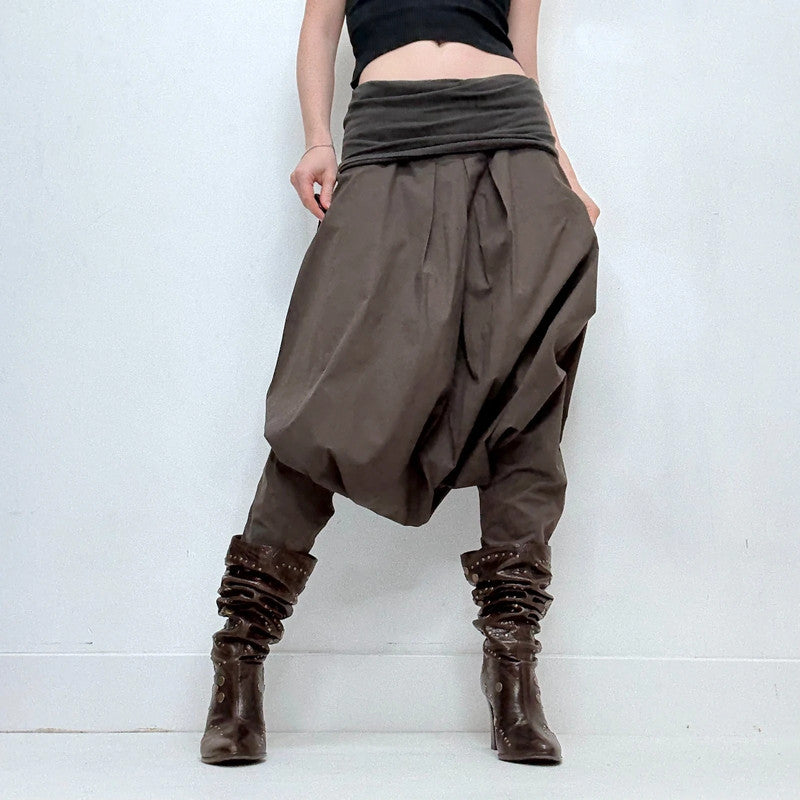 Cop Copine brown drop waist batwing slouchy trousers