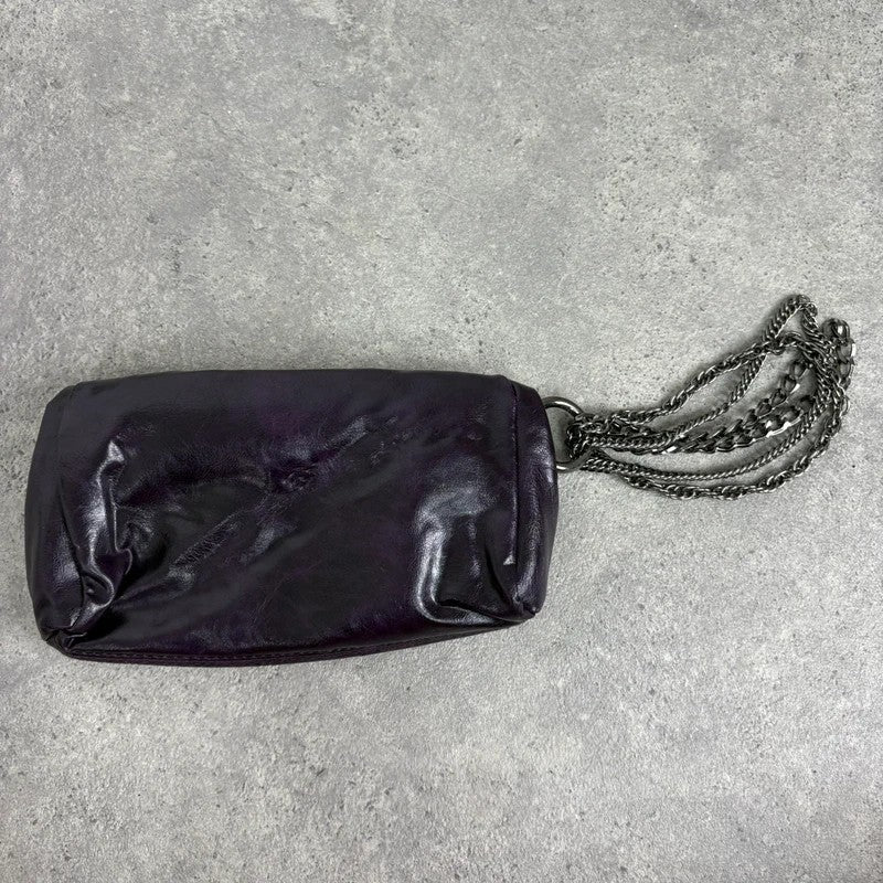 Eyelet studded purple chain 00s chain clutch