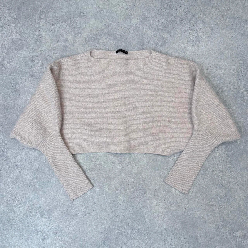tan batwing cropped cashmere jumper