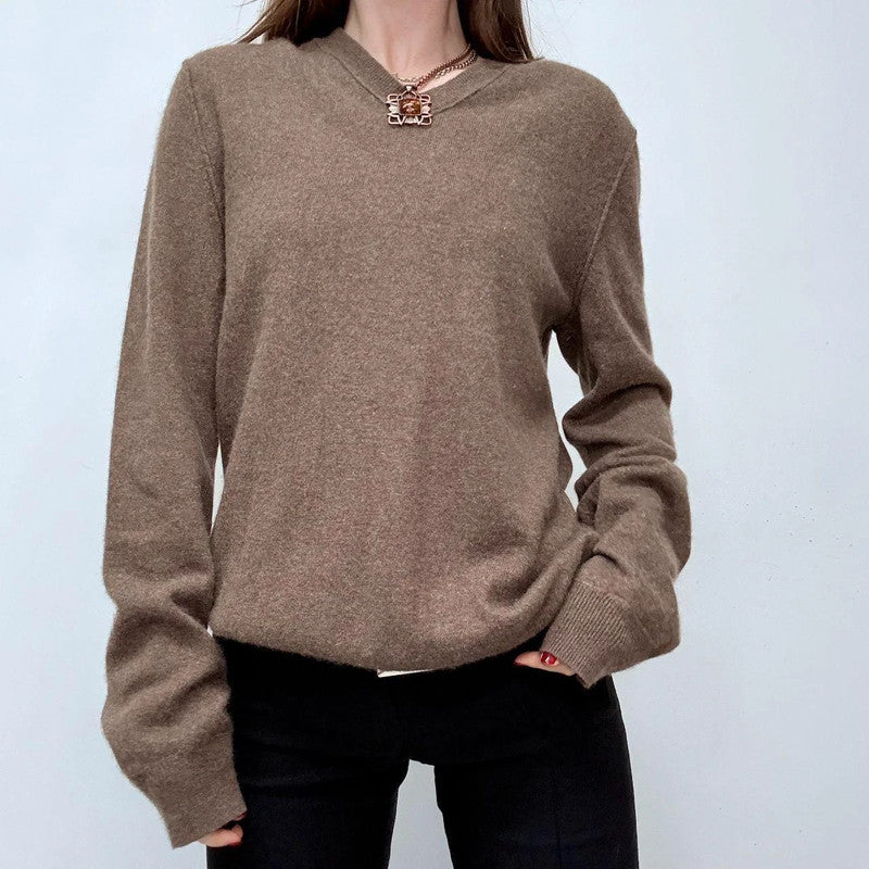 brown soft cashmere oversized jumper