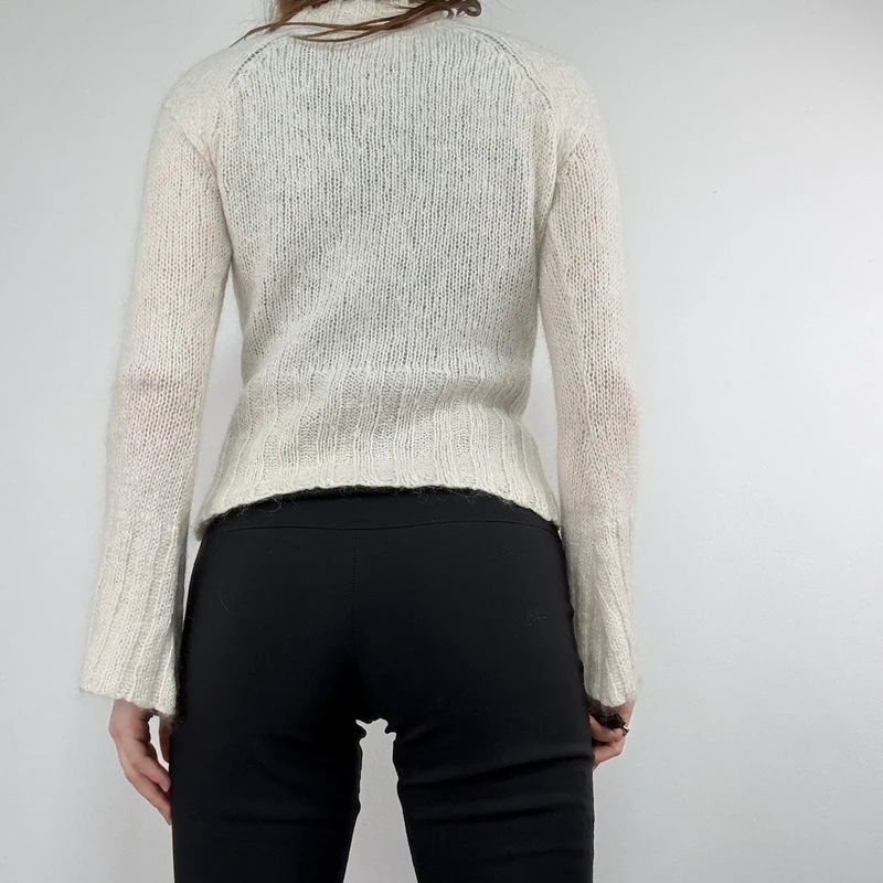 cream mohair knit slouch low neck jumper