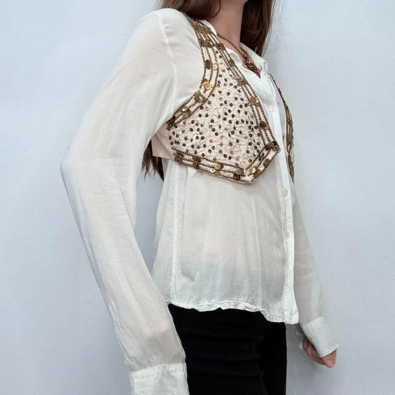 cropped festival boho beaded waistcoat