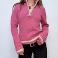 pink wool knitted preppy jumper