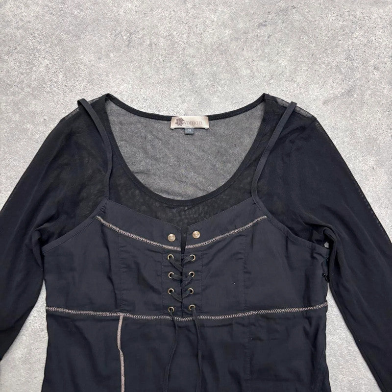 black grunge corset mini dress