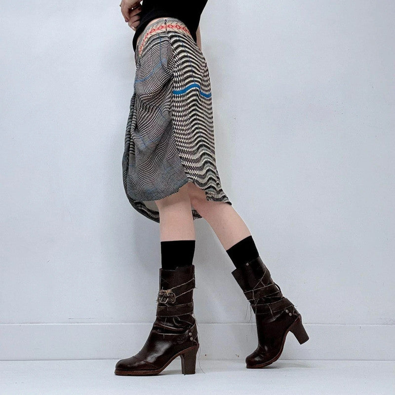 pinstripe checked puff skirt