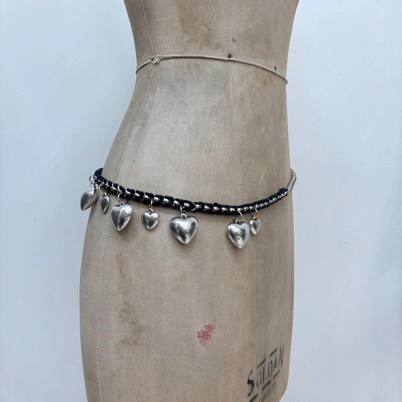 woven chunky chain love heart waist chain
