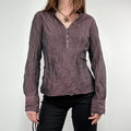 crinkle flared gathered blouse