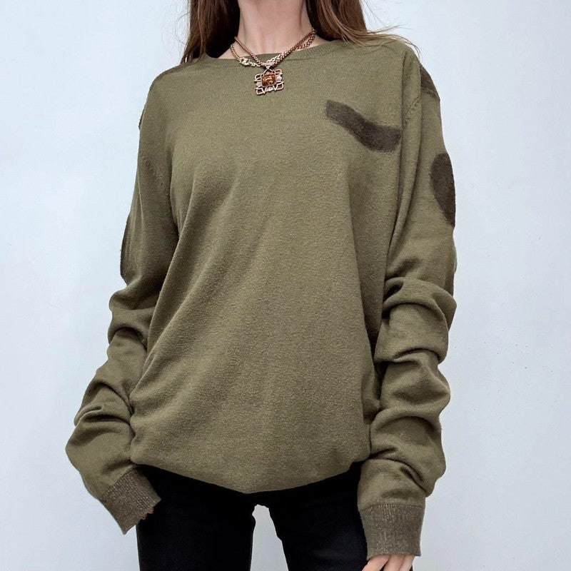 khaki wool knitted military jumper