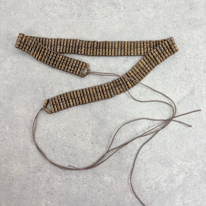 Brown beaded tie up belt