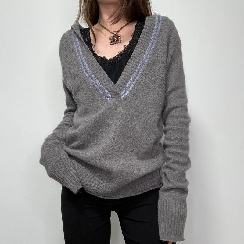 grey cashmere slouchy jumper
