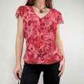 floral silk watercolour print flutter blouse