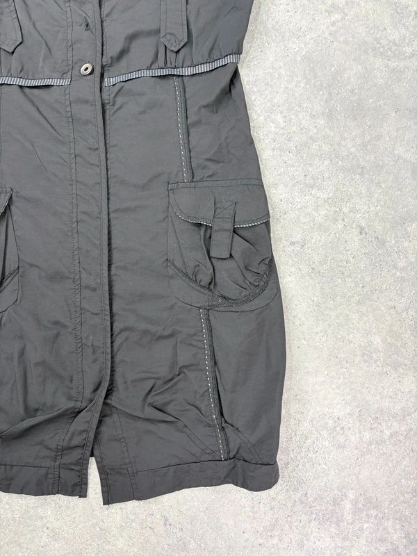 black grunge utility stuctured midi dress